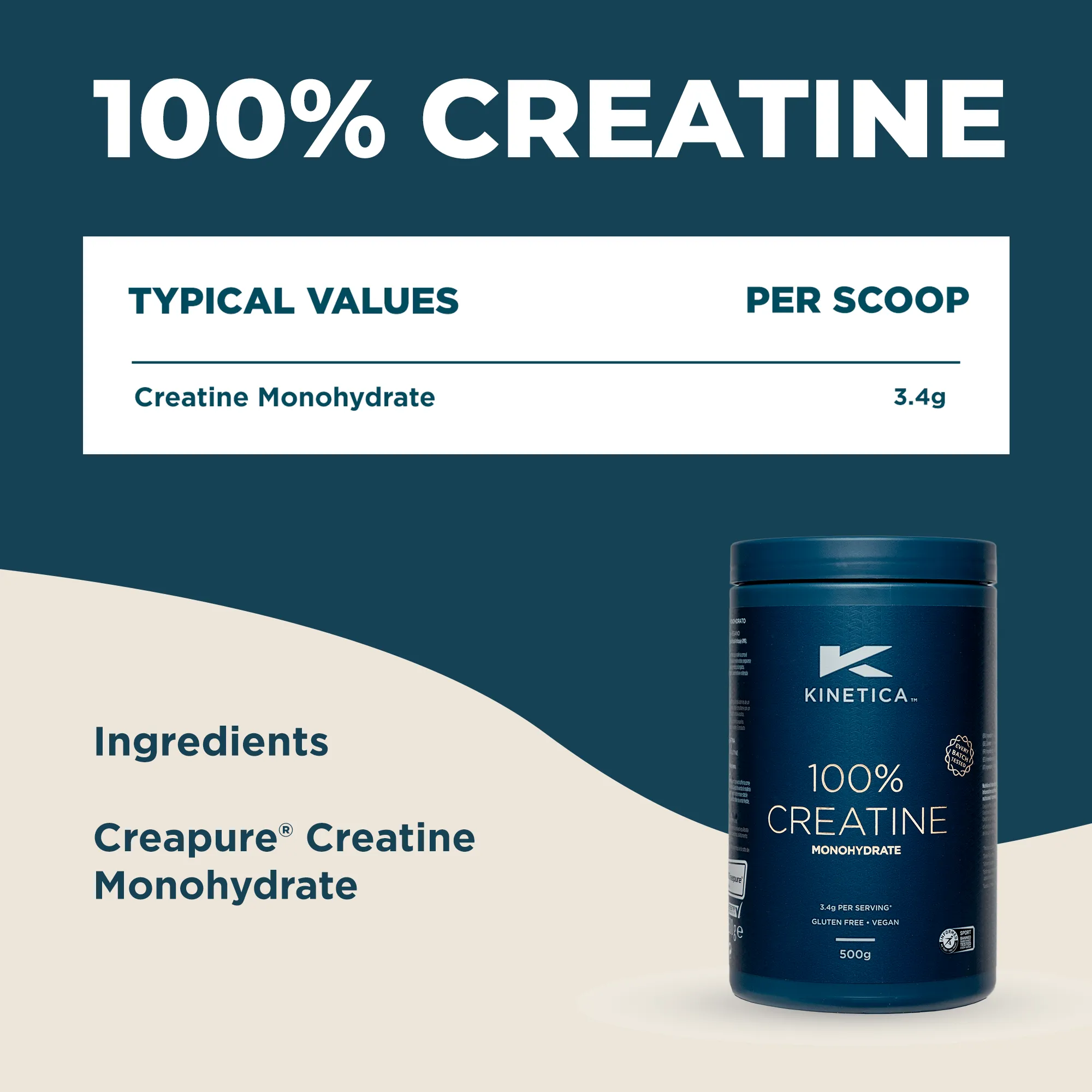 100% Creatine Monohydrate Powder - Unflavoured 500g